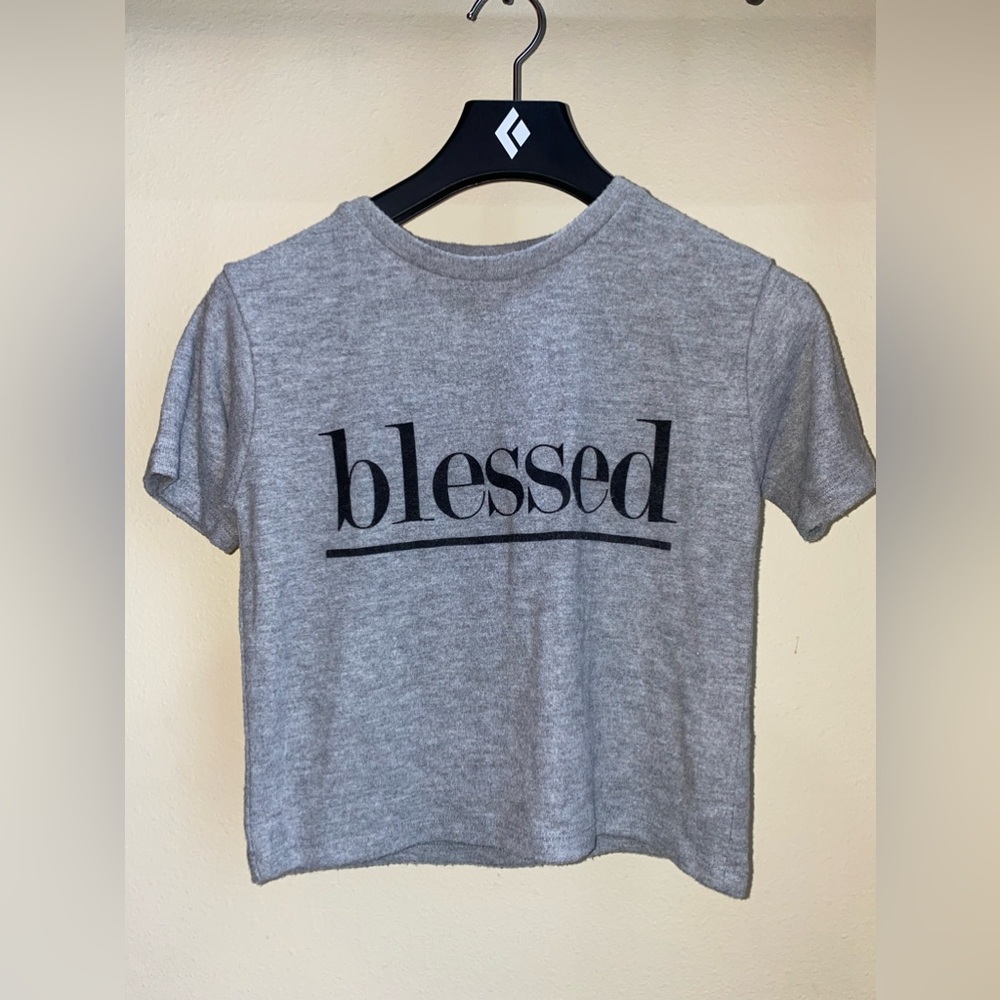 California Stitch - cropped sweater shirt - “Blessed” - Medium - NWOT